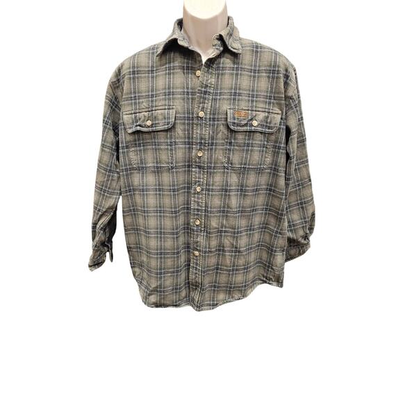 Green Heavyweight Flannel Work Shirt S138LDN sz M carhartt warm winter used - Picture 1 of 7